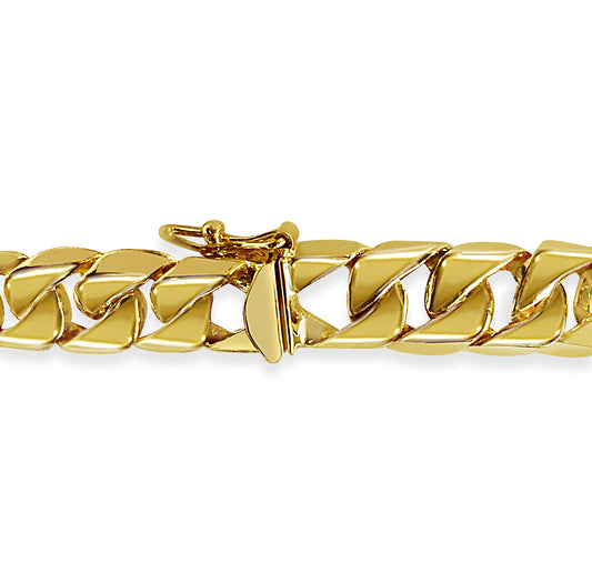 Curb Solid White/Yellow/Rose Gold Handmade Bracelet , 9mm, 6.5-10 Inch