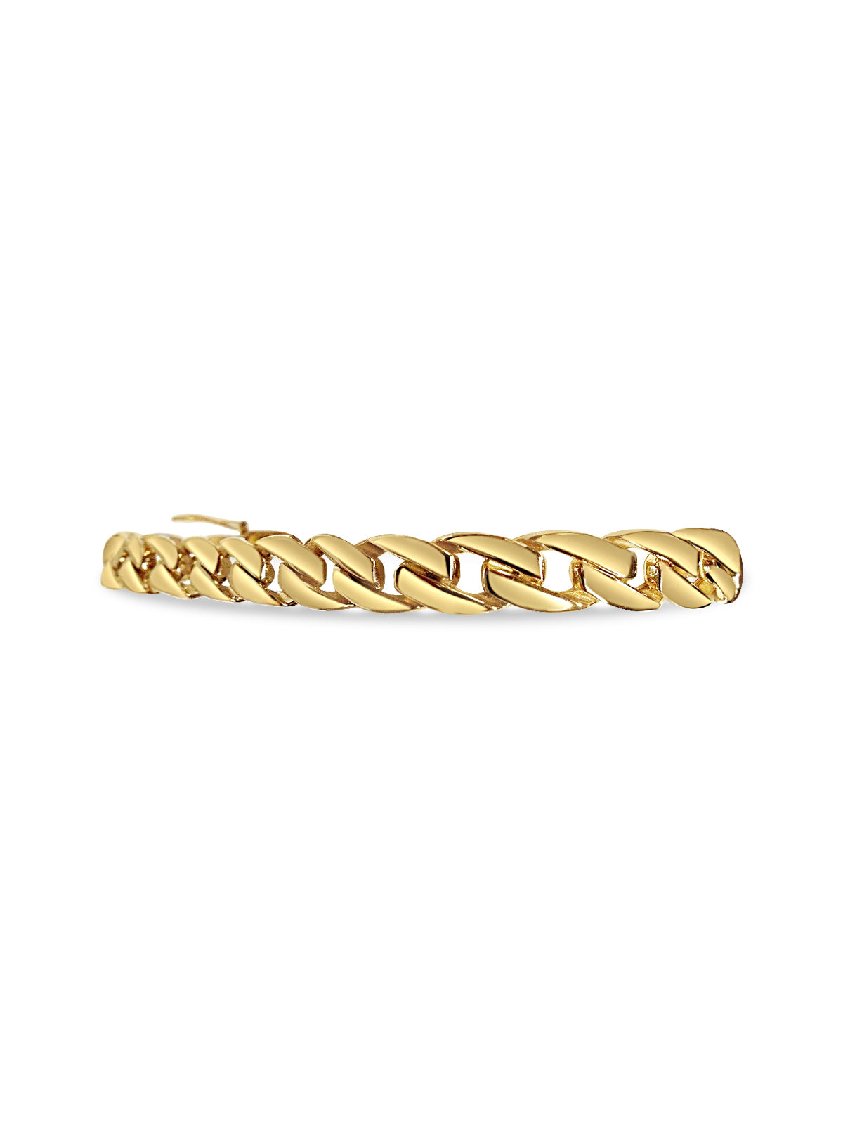 Curb Solid White/Yellow/Rose Gold Handmade Bracelet , 7mm, 6.5-10 Inch