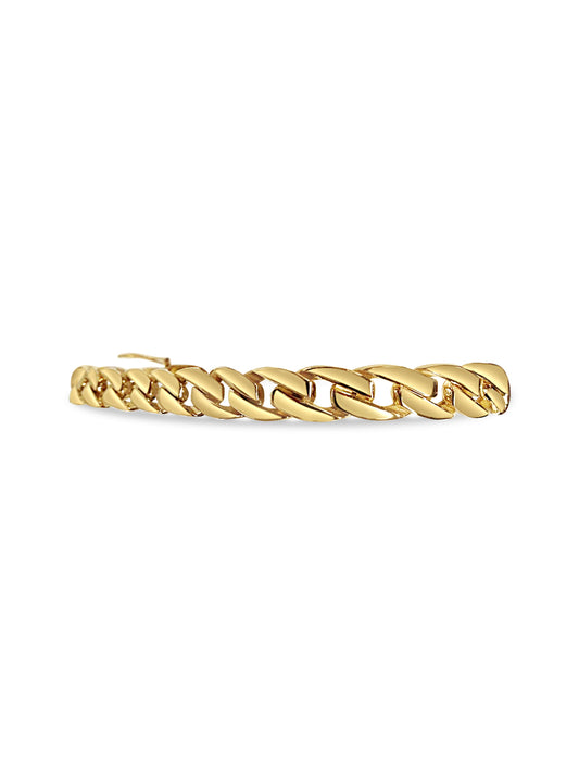 Curb Solid White/Yellow/Rose Gold Handmade Bracelet , 7mm, 6.5-10 Inch