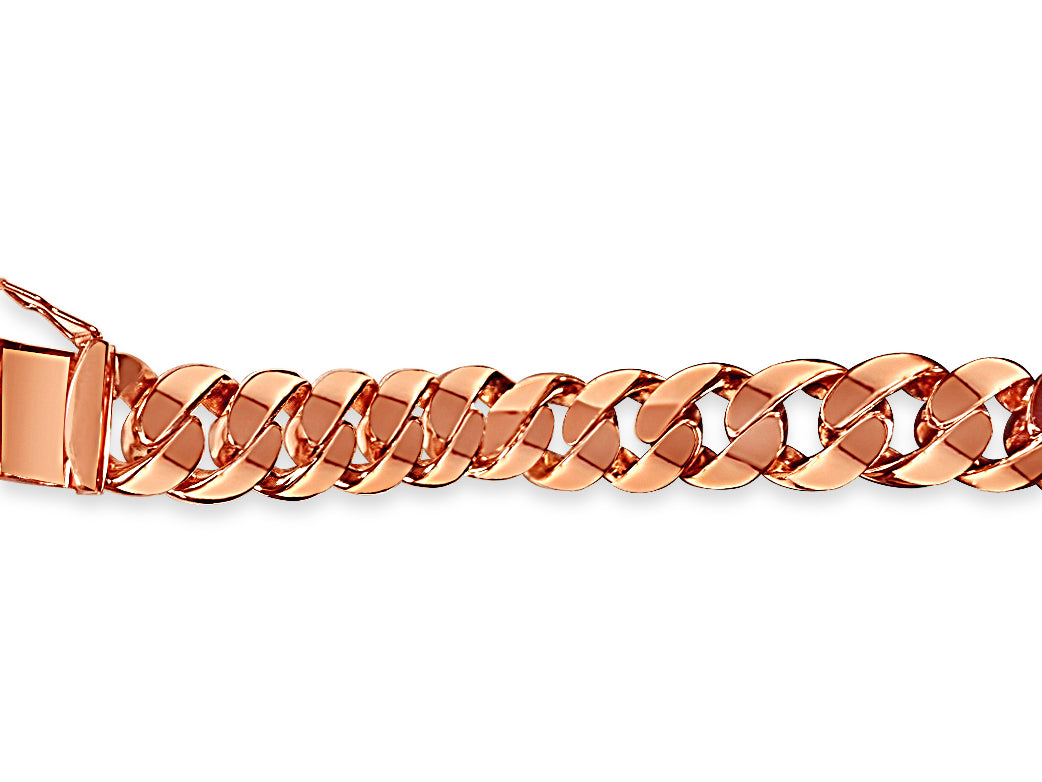 Curb Solid White/Yellow/Rose Gold Handmade Bracelet , 15mm, 6.5-10 Inch