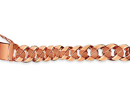 Curb Solid White/Yellow/Rose Gold Handmade Bracelet , 15mm, 6.5-10 Inch