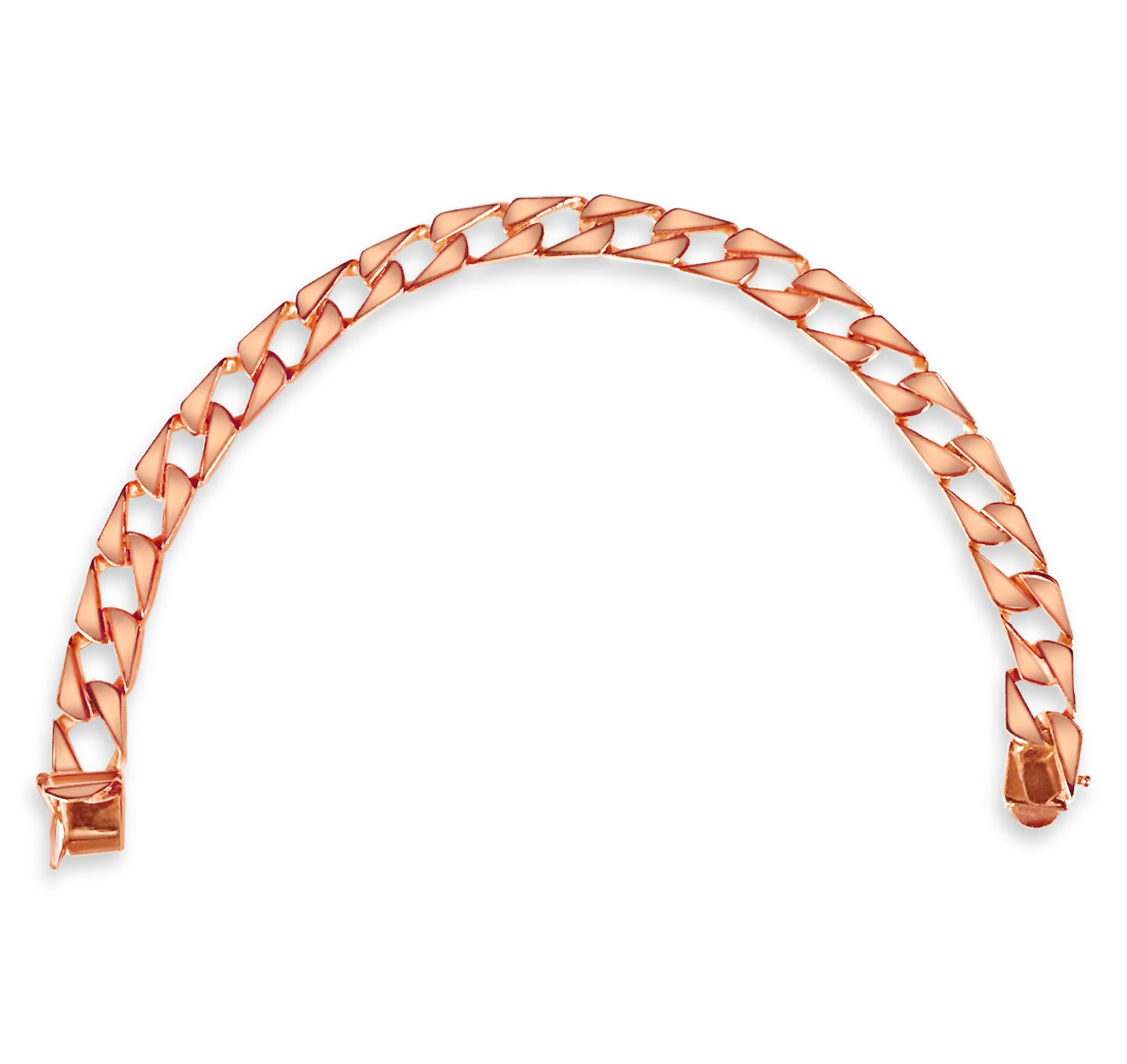 Curb Solid White/Yellow/Rose Gold Handmade Bracelet , 9mm, 6.5-10 Inch