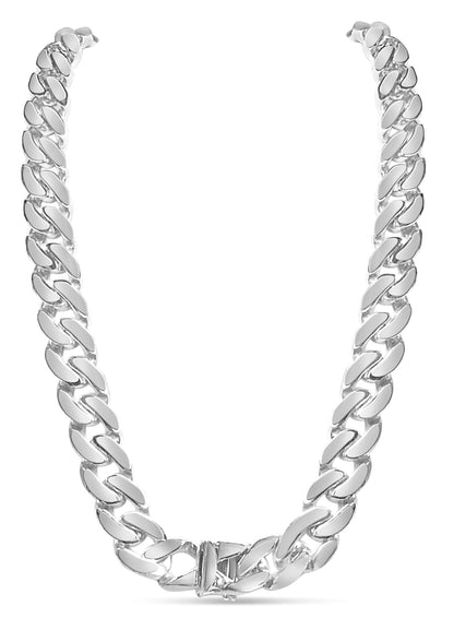 Miami Cuban Solid White/Yellow/Rose Gold Handmade Necklace , 16mm, 16-30 Inch