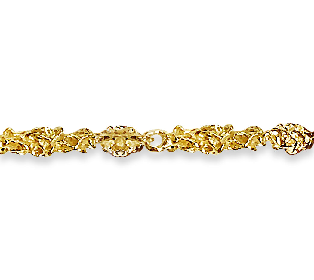 Nugget Solid White/Yellow/Rose Gold Handmade Bracelet , 5mm, 6.5-10 Inch