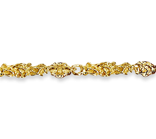 Nugget Solid White/Yellow/Rose Gold Handmade Bracelet , 5mm, 6.5-10 Inch