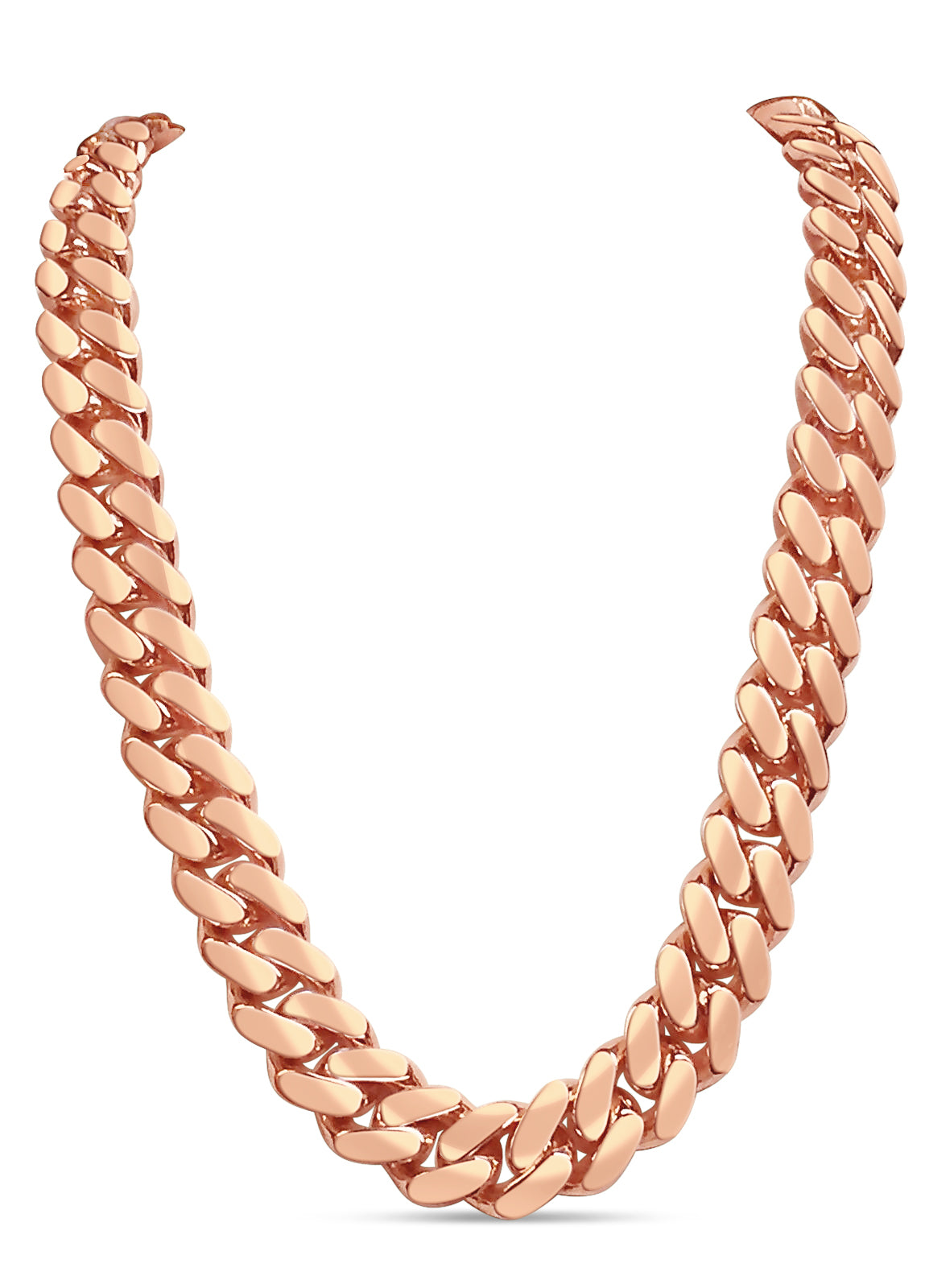 Miami Cuban Solid White/Yellow/Rose Gold Handmade Necklace , 14mm, 16-30 Inch