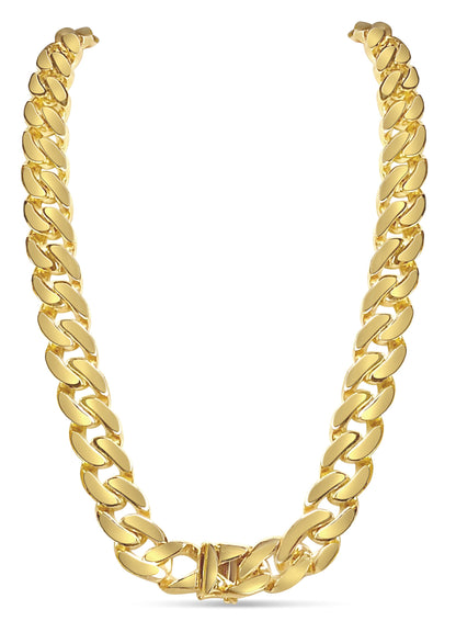 Miami Cuban Solid White/Yellow/Rose Gold Handmade Necklace , 16mm, 16-30 Inch