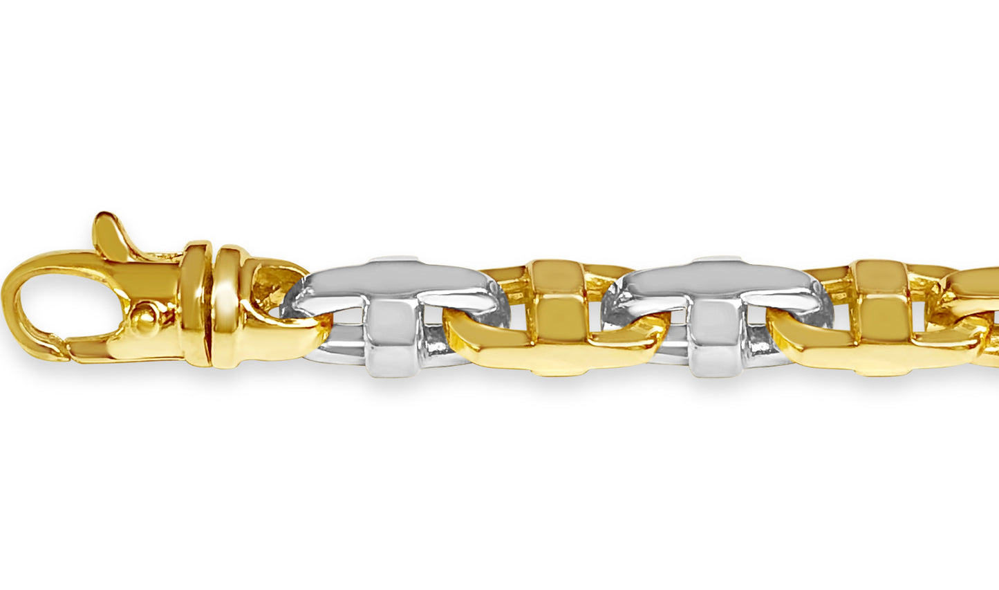 Anchor Mariner Solid White/Yellow/Rose Gold Handmade Bracelet , 9mm, 6.5-10 Inch