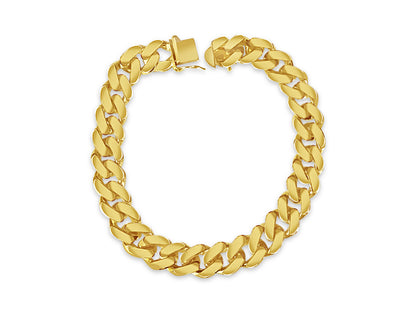 Curb Solid White/Yellow/Rose Gold Handmade Bracelet , 12mm, 6.5-10 Inch