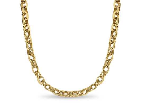 Oval Rolo Solid White/Yellow/Rose Gold Handmade Necklace , 6mm, 16-30 Inch