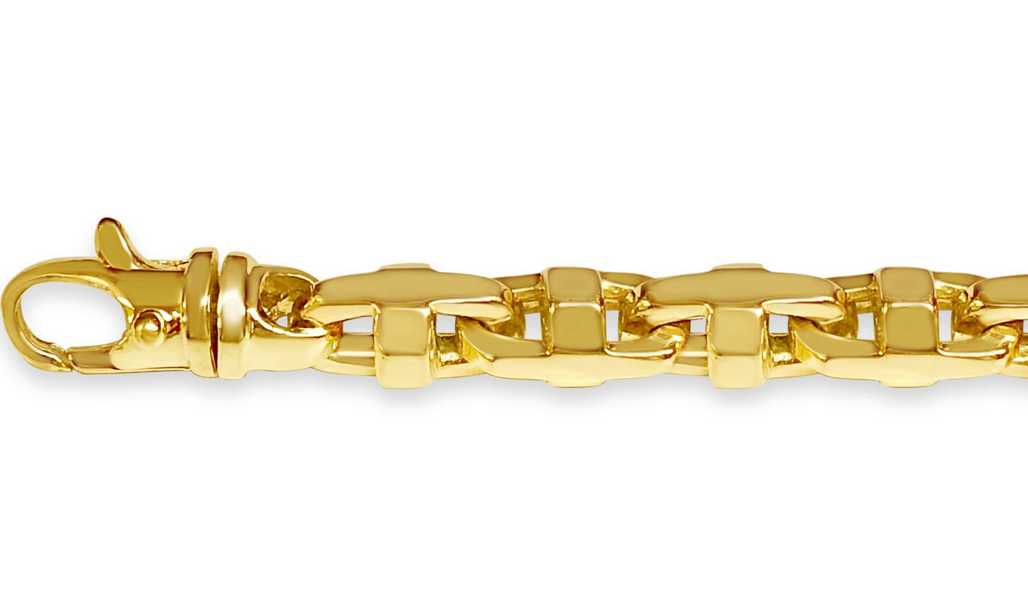 Anchor Mariner Solid White/Yellow/Rose Gold Handmade Bracelet , 9mm, 6.5-10 Inch