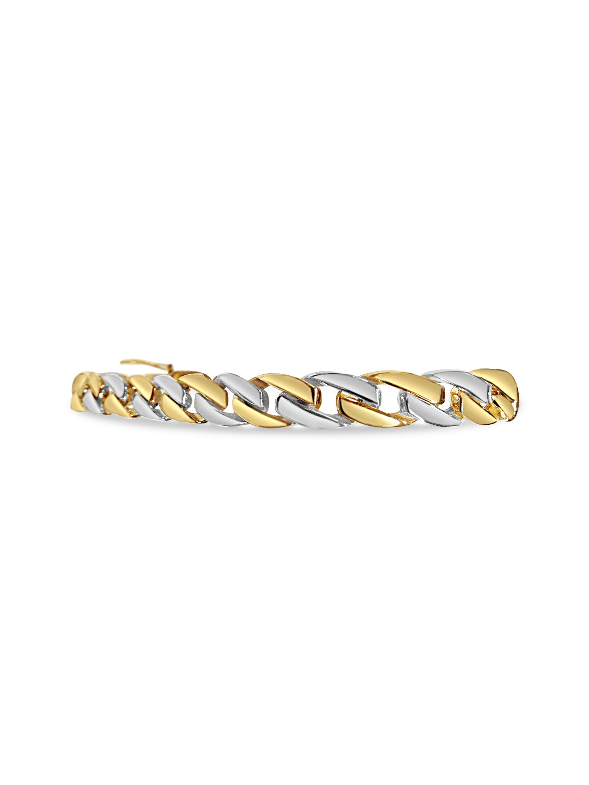 Curb Solid White/Yellow/Rose Gold Handmade Bracelet , 7mm, 6.5-10 Inch