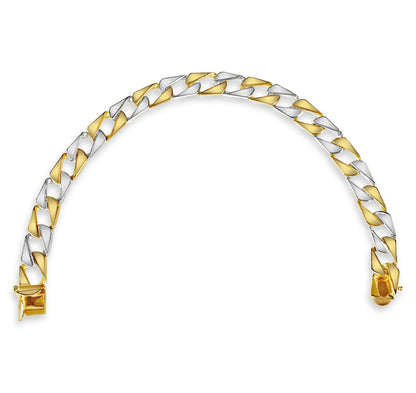 Curb Solid White/Yellow/Rose Gold Handmade Bracelet , 9mm, 6.5-10 Inch