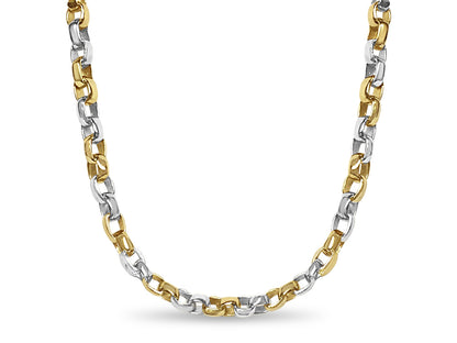 Oval Rolo Solid White/Yellow/Rose Gold Handmade Necklace , 6mm, 16-30 Inch