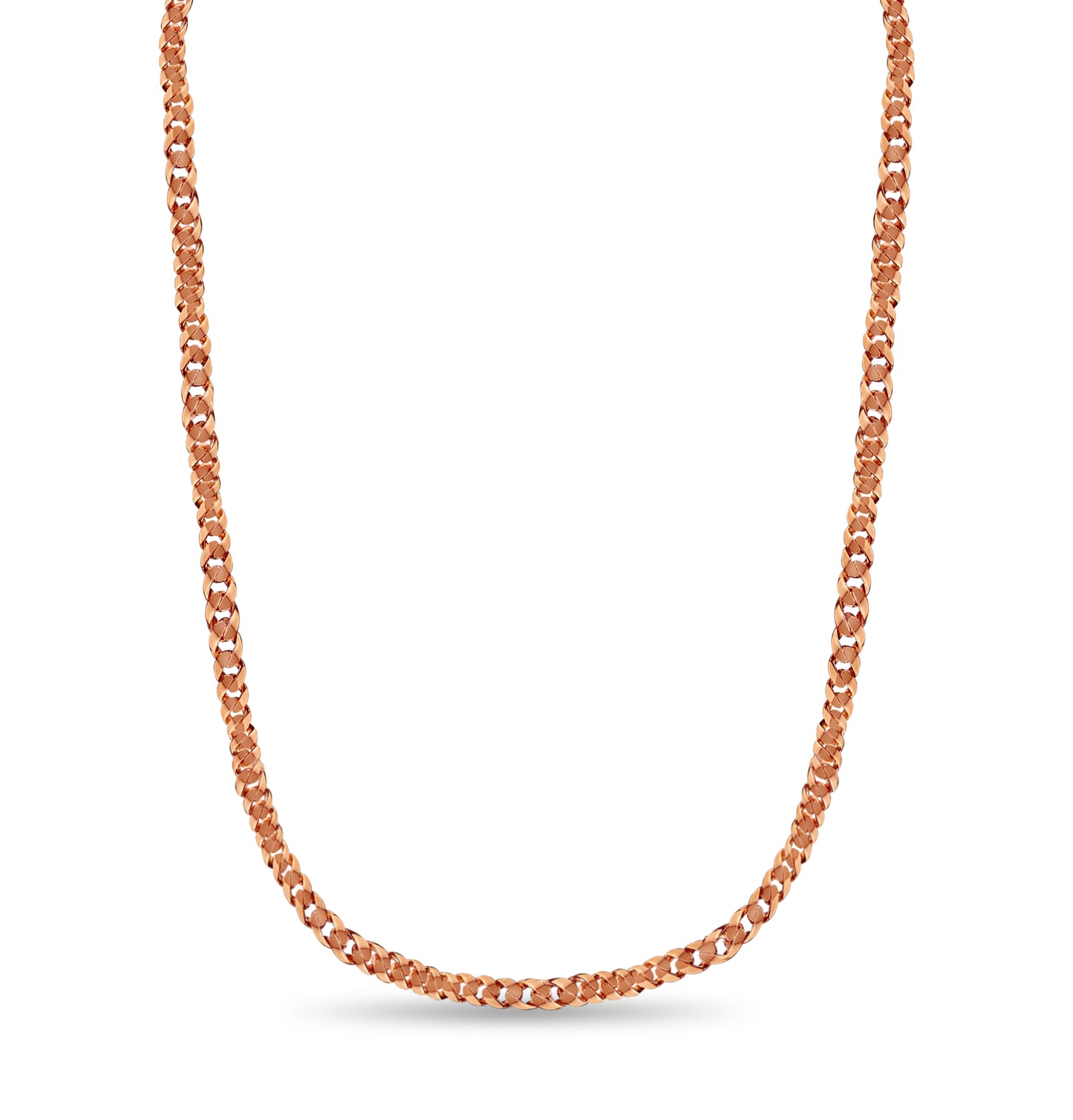 Curb Solid White/Yellow/Rose Gold Handmade Necklace , 15mm, 16-30 Inch