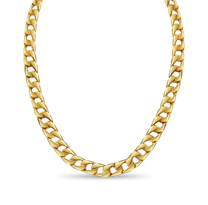 Curb Solid White/Yellow/Rose Gold Handmade Necklace , 9mm, 16-30 Inch
