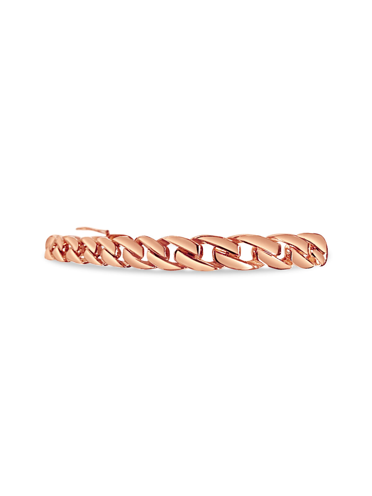 Curb Solid White/Yellow/Rose Gold Handmade Bracelet , 7mm, 6.5-10 Inch