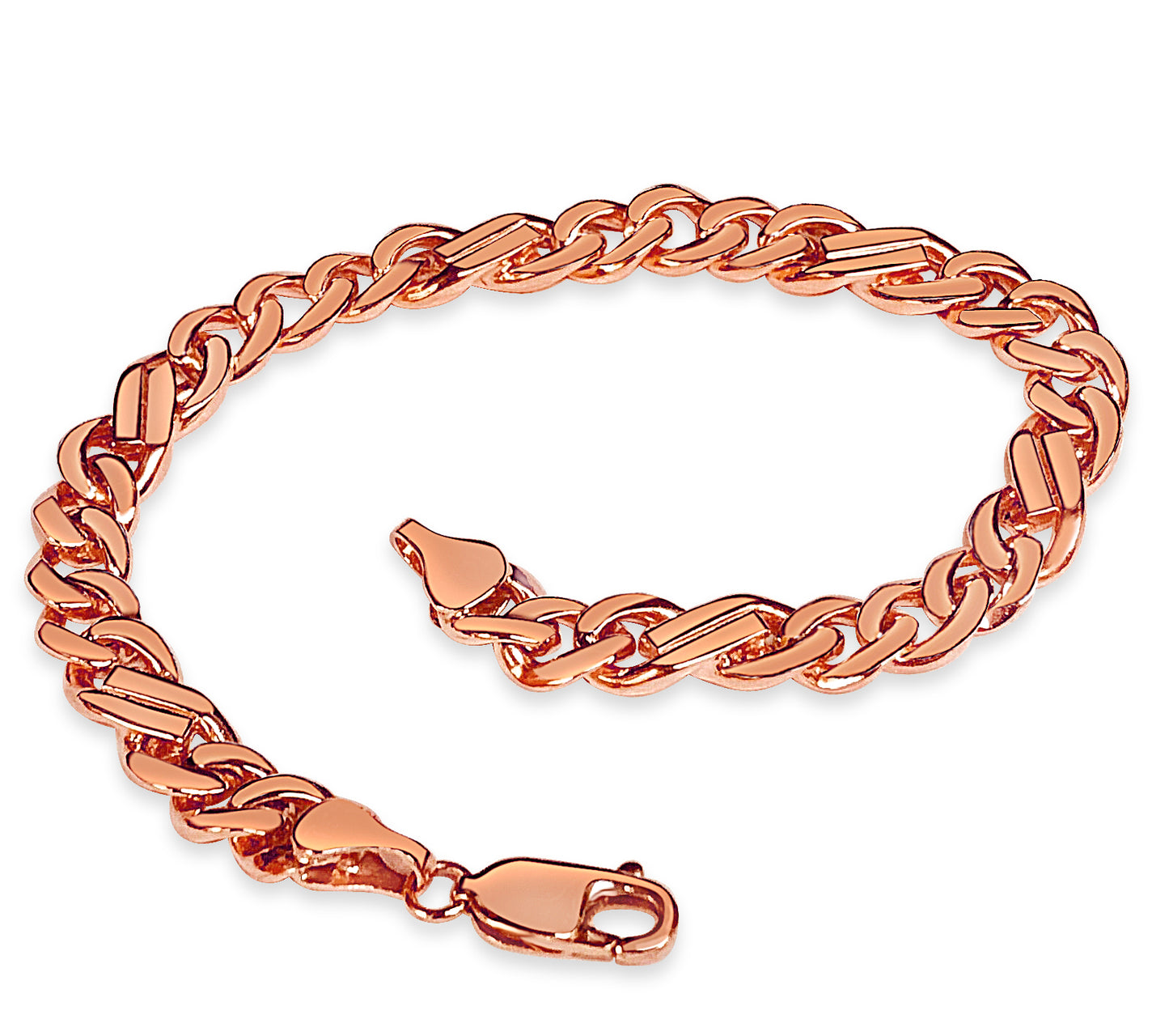 Curb Solid White/Yellow/Rose Gold Handmade Bracelet , 7mm, 6.5-10 Inch