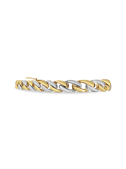 Curb Solid White/Yellow/Rose Gold Handmade Bracelet , 7mm, 6.5-10 Inch
