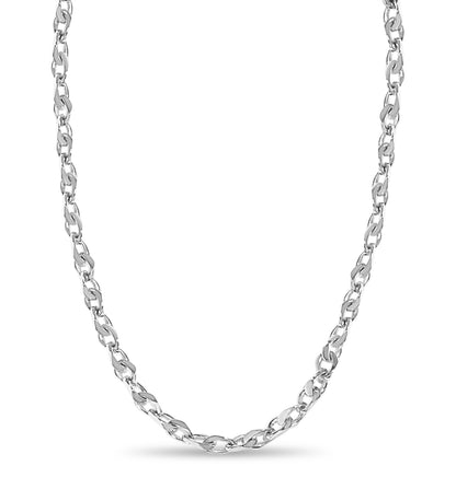 Anchor Mariner Solid White/Yellow/Rose Gold Handmade Necklace , 7mm, 16-30 Inch