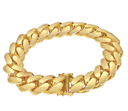 Miami Cuban Solid White/Yellow/Rose Gold Handmade Bracelet , 16mm, 6.5-10 Inch