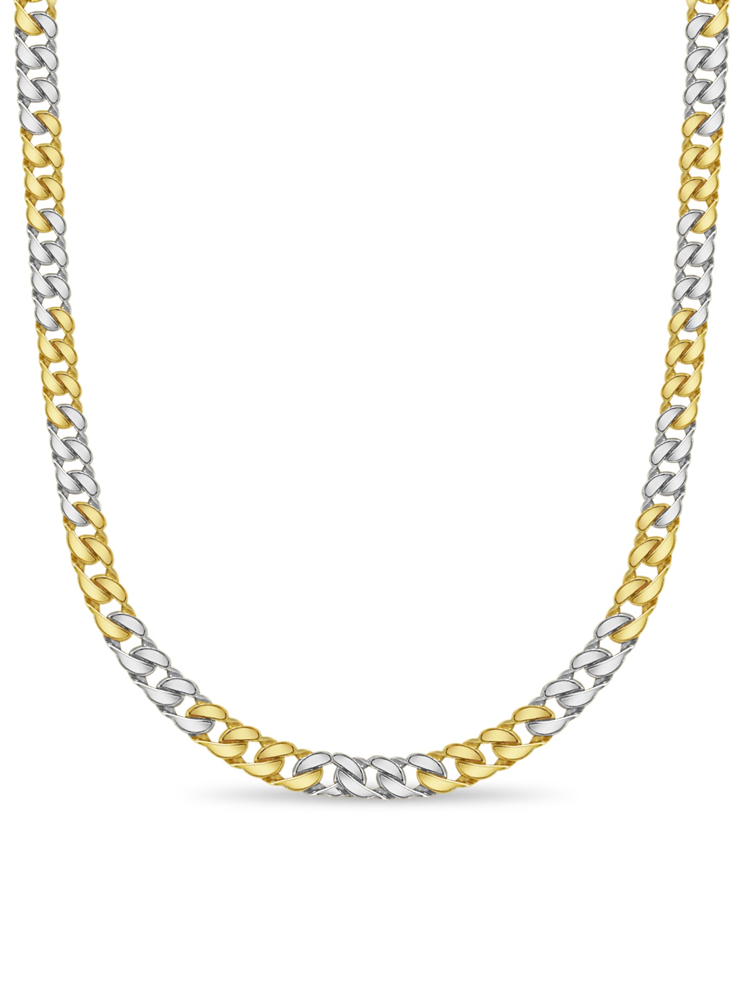 Curb Solid White/Yellow/Rose Gold Handmade Necklace , 20mm, 16-30 Inch