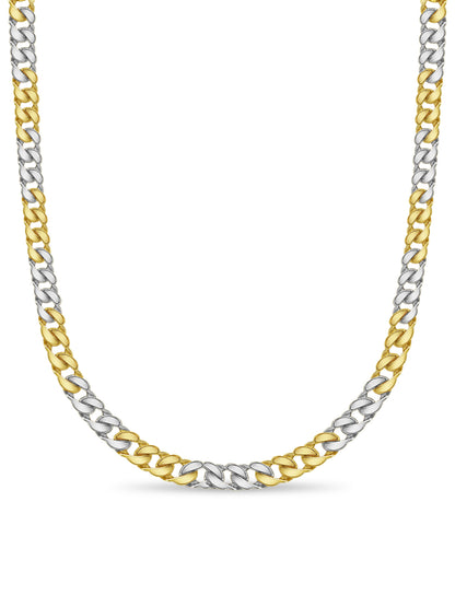 Curb Solid White/Yellow/Rose Gold Handmade Necklace , 20mm, 16-30 Inch