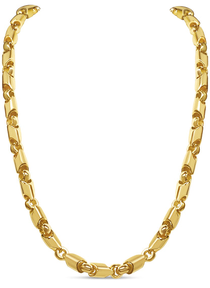 Fancy Tube Solid White/Yellow/Rose Gold Handmade Necklace , 8mm, 16-30 Inch