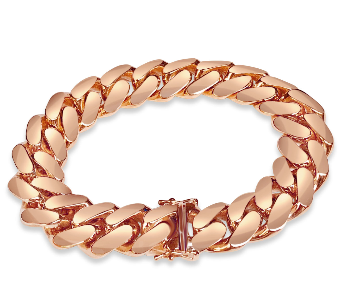 Miami Cuban Solid White/Yellow/Rose Gold Handmade Bracelet , 16mm, 6.5-10 Inch