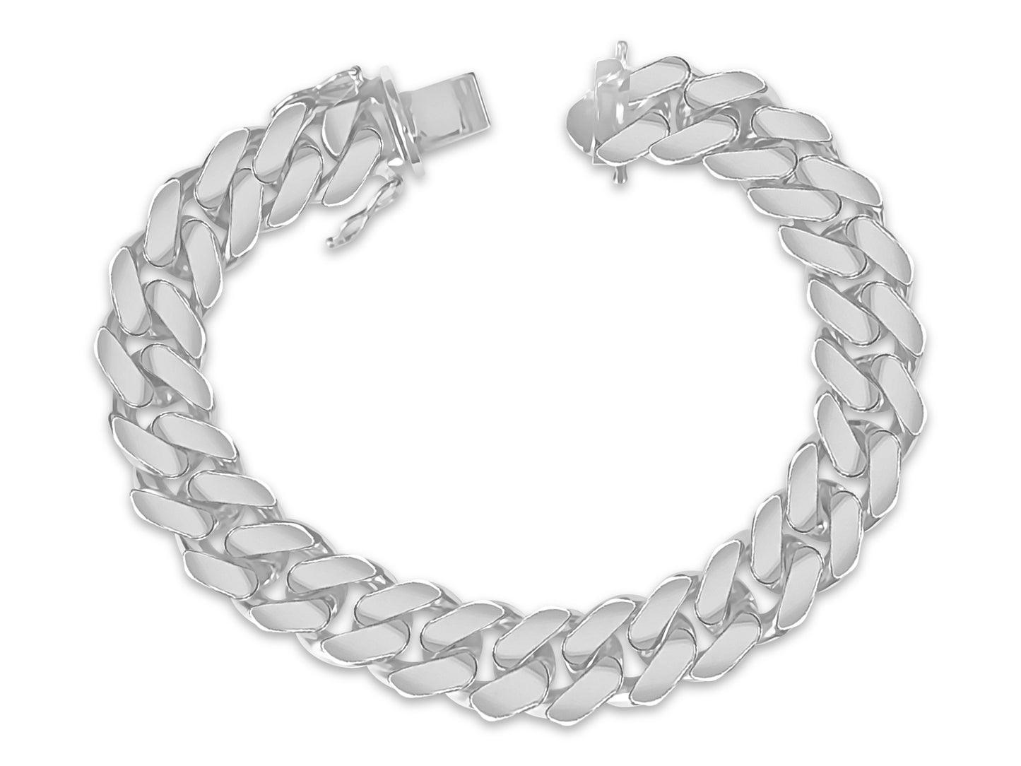 Miami Cuban Solid White/Yellow/Rose Gold Handmade Bracelet , 12mm, 6.5-10 Inch