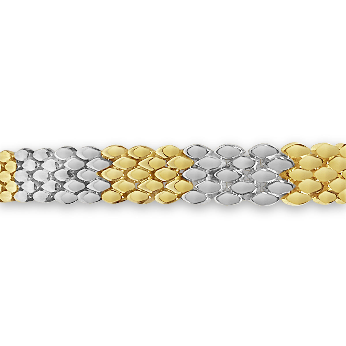 Panther Solid White/Yellow/Rose Gold Handmade Bracelet , 12mm, 6.5-10 Inch