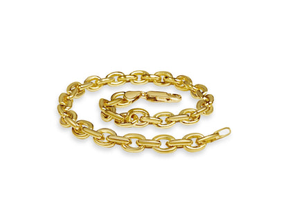 Fancy Rolo Solid White/Yellow/Rose Gold Handmade Bracelet , 7mm, 6.5-10 Inch