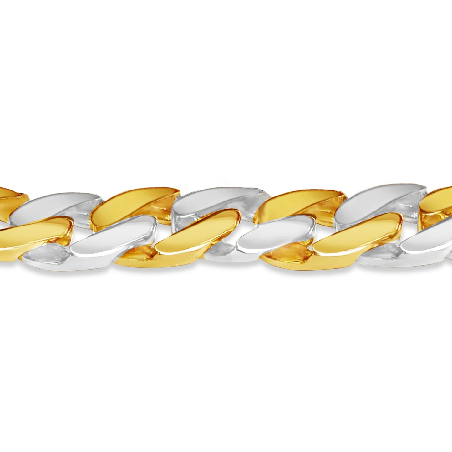 Curb Solid White/Yellow/Rose Gold Handmade Bracelet , 16mm, 6.5-10 Inch