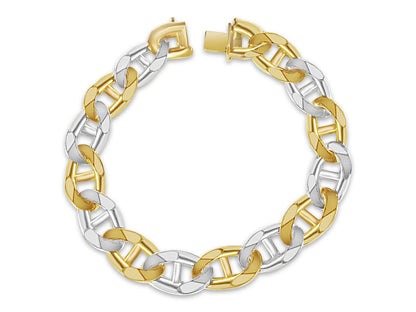 Mariner Solid White/Yellow/Rose Gold Handmade Bracelet , 15mm, 6.5-10 Inch