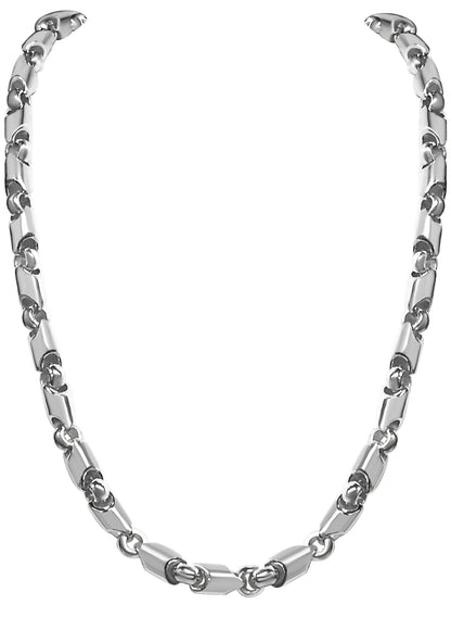Fancy Tube Solid White/Yellow/Rose Gold Handmade Necklace , 8mm, 16-30 Inch