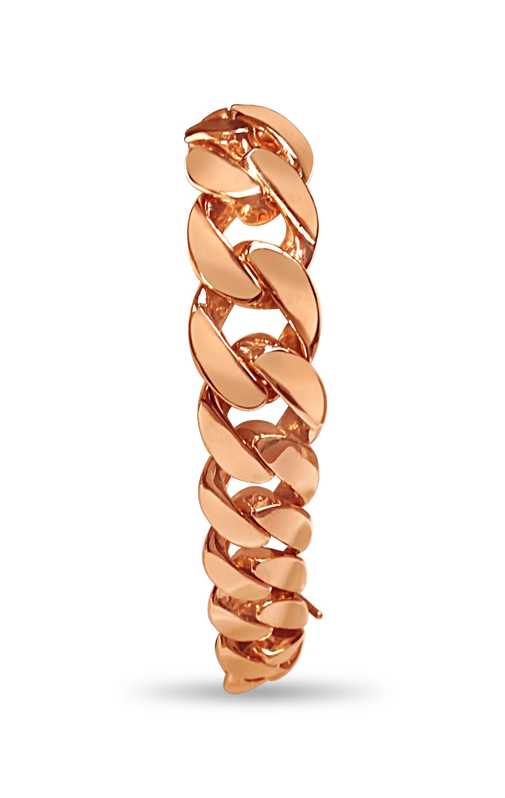 Curb Solid White/Yellow/Rose Gold Handmade Bracelet , 15mm, 6.5-10 Inch