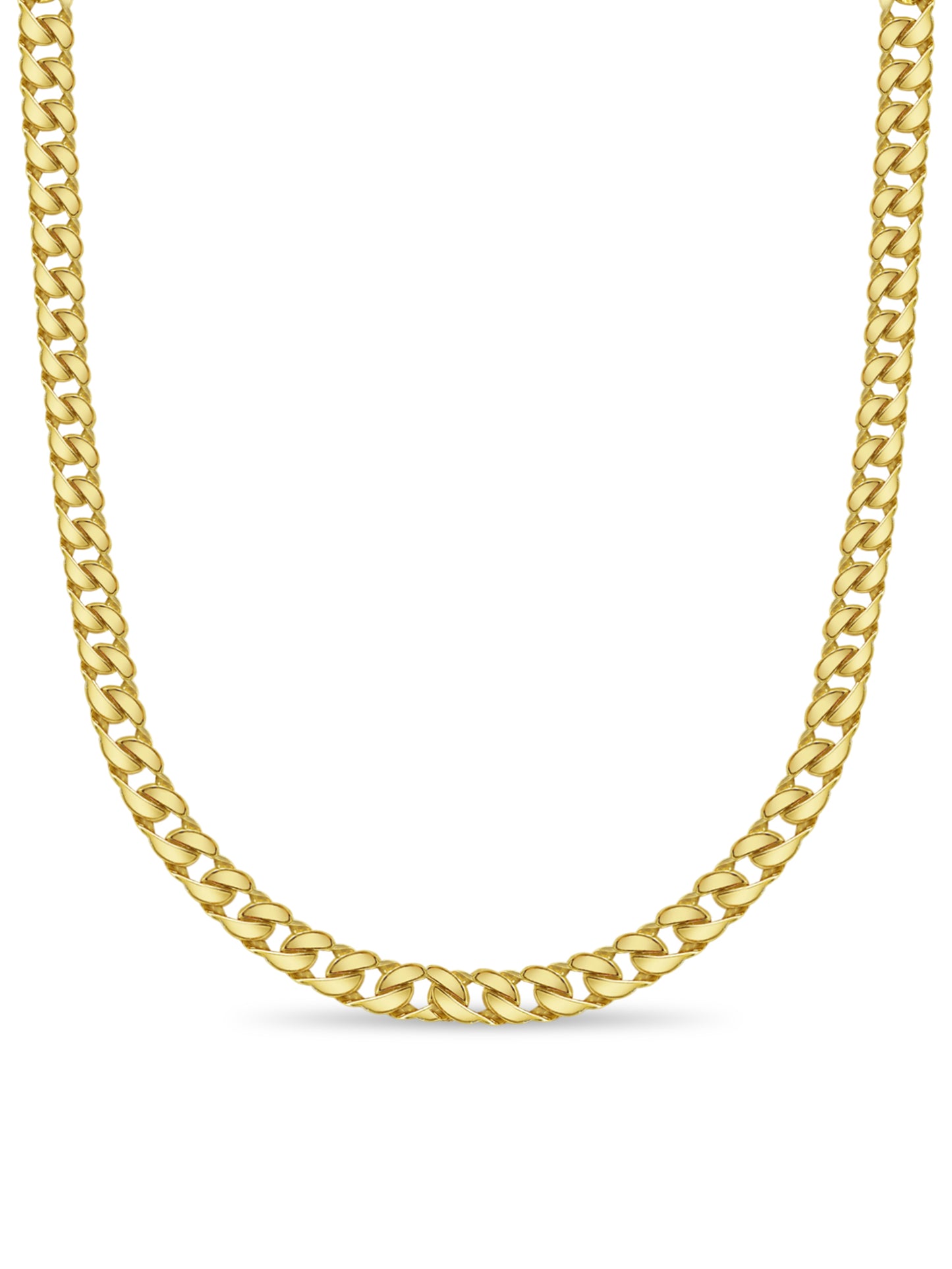 Curb Solid White/Yellow/Rose Gold Handmade Necklace , 20mm, 16-30 Inch