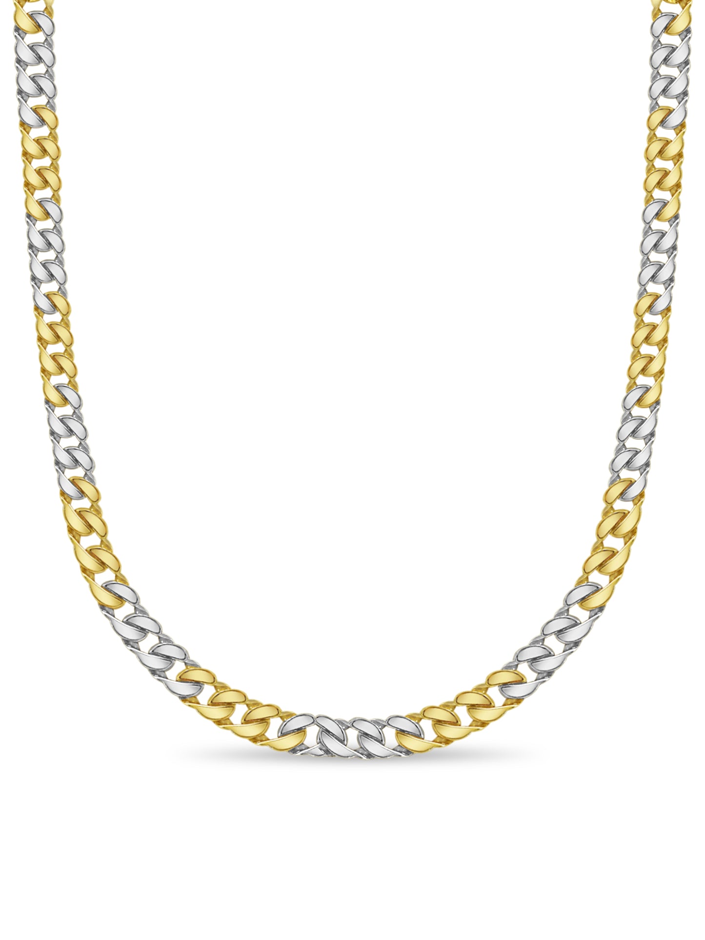 Curb Solid White/Yellow/Rose Gold Handmade Necklace , 20mm, 16-30 Inch