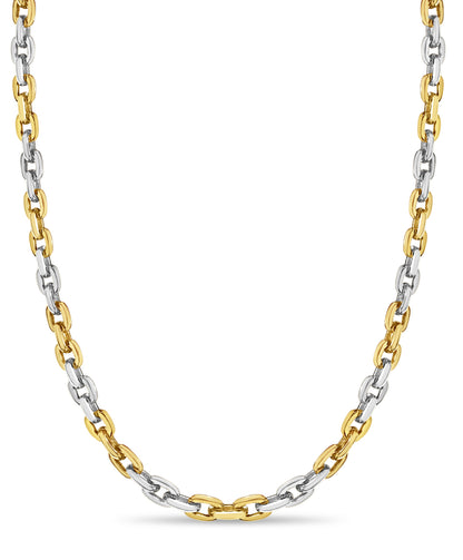 Fancy Rolo Solid White/Yellow/Rose Gold Handmade Necklace , 8mm, 16-30 Inch