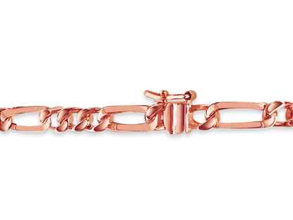 ID Figaro Solid White/Yellow/Rose Gold Handmade Bracelet , 5mm, 6.5-10 Inch