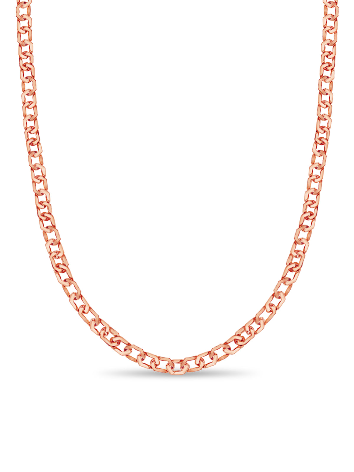 Curb Solid White/Yellow/Rose Gold Handmade Necklace , 11mm, 16-30 Inch