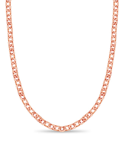 Curb Solid White/Yellow/Rose Gold Handmade Necklace , 11mm, 16-30 Inch