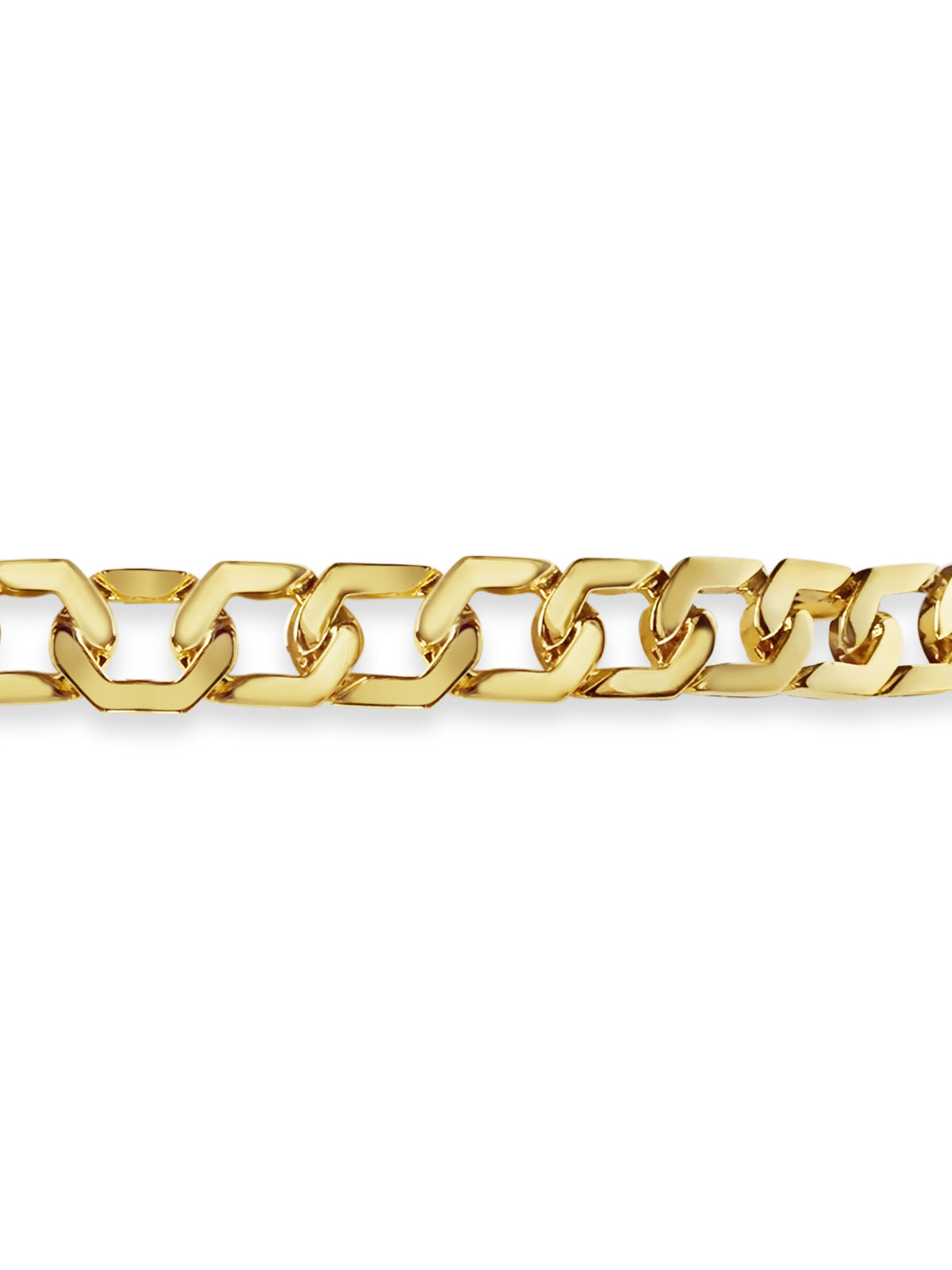 Curb Solid White/Yellow/Rose Gold Handmade Bracelet , 11mm, 6.5-10 Inch