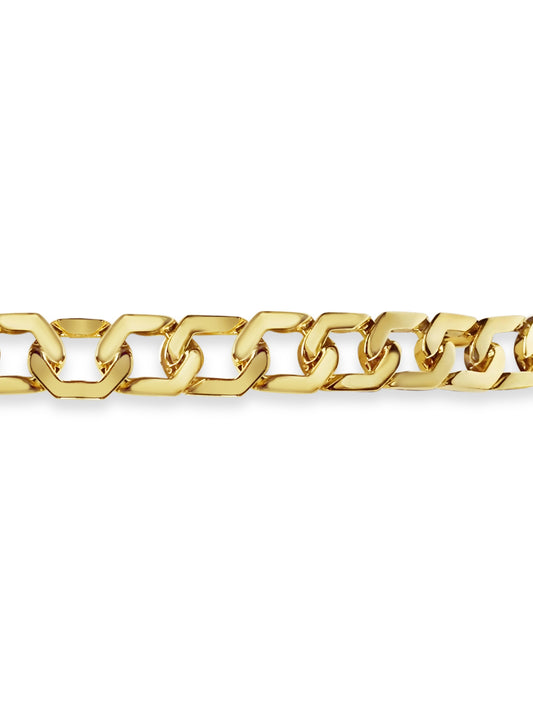 Curb Solid White/Yellow/Rose Gold Handmade Bracelet , 11mm, 6.5-10 Inch