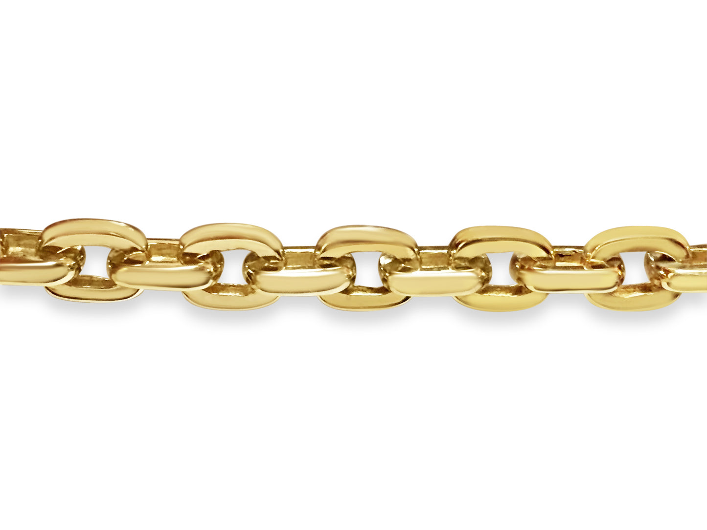 Fancy Rolo Solid White/Yellow/Rose Gold Handmade Necklace , 8mm, 16-30 Inch