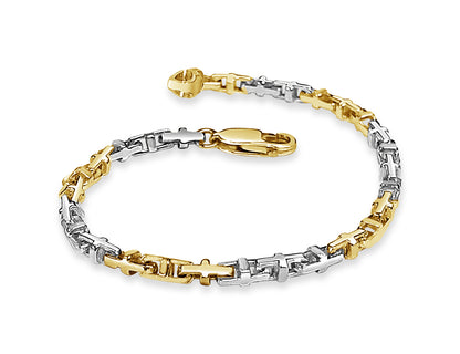 Anchor Mariner Solid White/Yellow/Rose Gold Handmade Bracelet , 3mm, 6.5-10 Inch