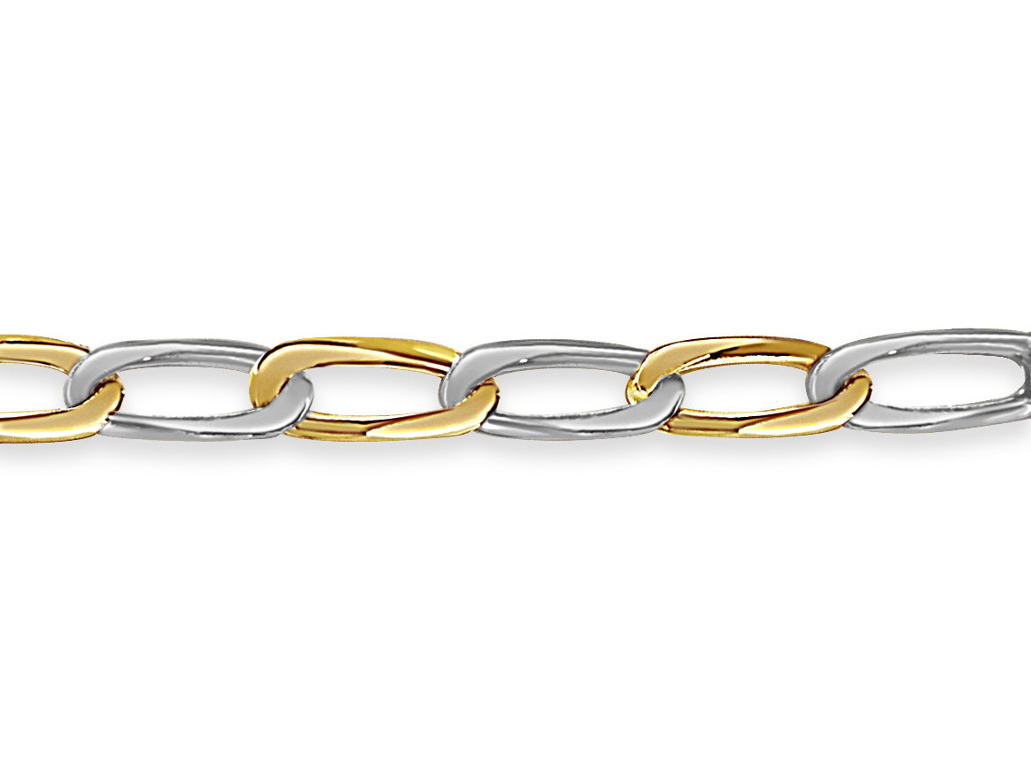 Flat Solid White/Yellow/Rose Gold Handmade Bracelet , 9mm, 6.5-10 Inch