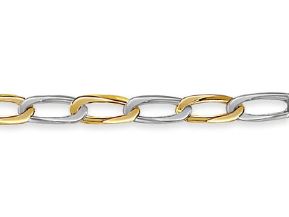 Flat Solid White/Yellow/Rose Gold Handmade Bracelet , 9mm, 6.5-10 Inch