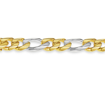 Figaro Solid White/Yellow/Rose Gold Handmade Bracelet , 18mm, 6.5-10 Inch