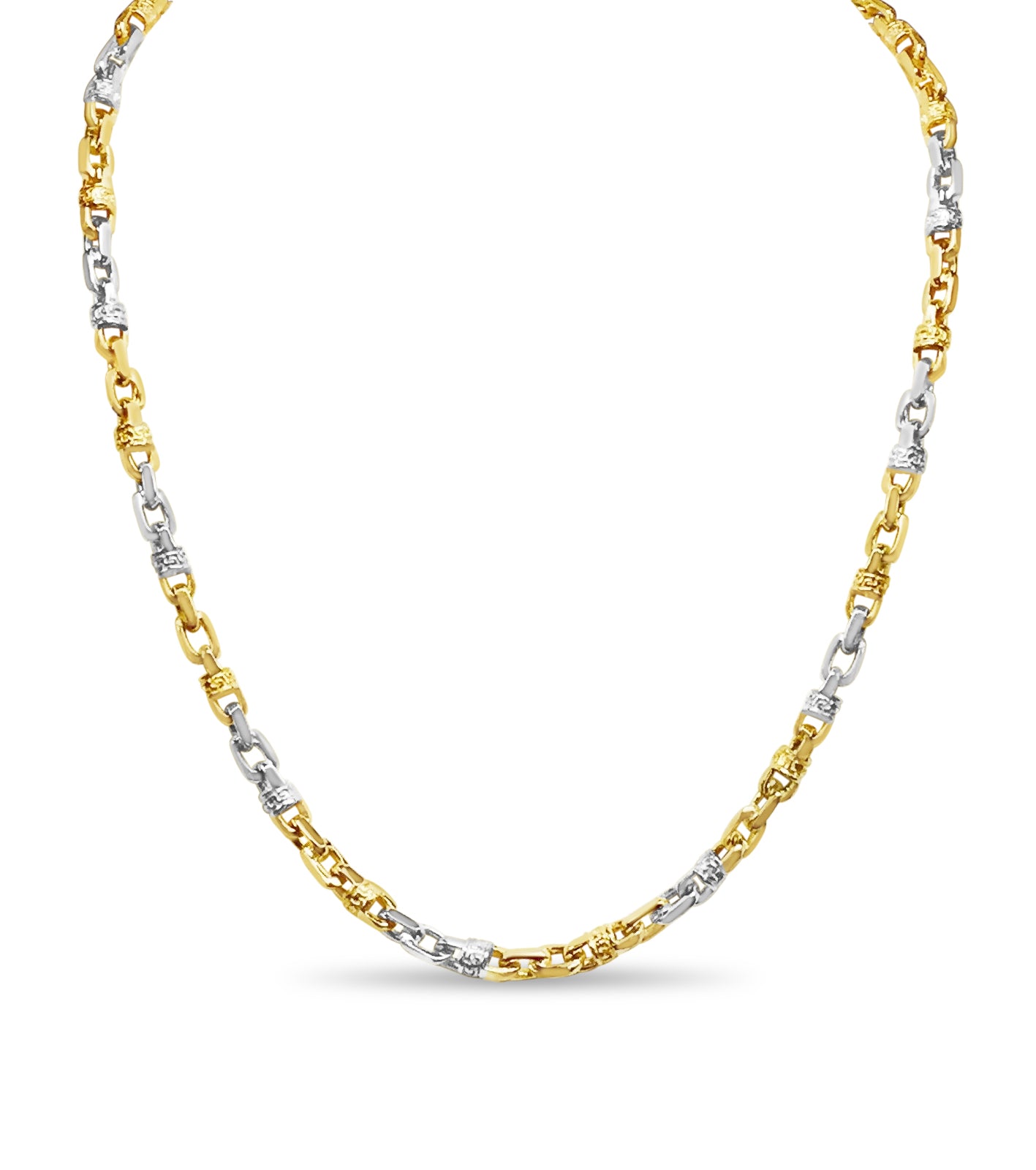 Fancy Greek Solid White/Yellow/Rose Gold Handmade Necklace , 6mm, 16-30 Inch